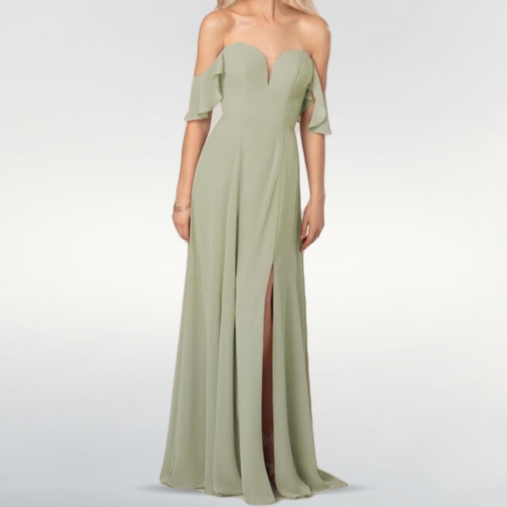 BNWT Off-the-Shoulder Sage Bridesmaid Dress